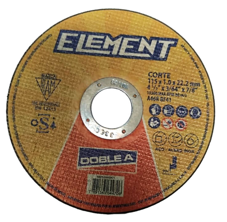 DISCO ELEMENT CORTE ELEMENT 115 x 1.0 x 22.23 (CAJA x 25)